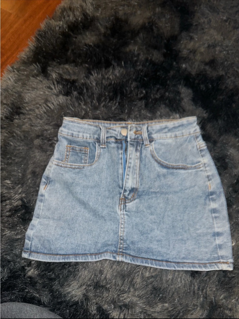 SHEIN Light Blue Denim Mini Skirt